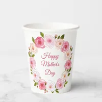 Pretty Pastel Watercolor Rose Wreath Paper Cups