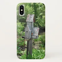 Vintage License Plates Weathered Bird House Nature iPhone X Case