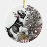 Baby Goat Christmas 10 and YOUR PHOTO Ceramic Ornament
