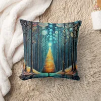 Iridescent Holiday Dream 🎄 Glowing Christmas Tree Throw Pillow