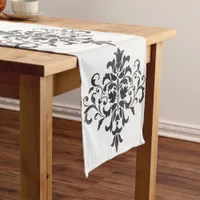 Elegant Vintage Black and White Damask Medium Table Runner