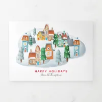 Village 5 Photo Year Review Christmas Newsletter Tri-Fold Holiday Card