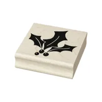 Holly Leaves with Berries Rubber Stamp
