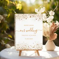 Guest book wedding white gold glitter