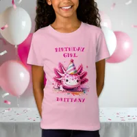 Pink Axolotl Girl's Birthday Girl Personalized T-Shirt