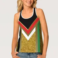 Gold + Red Black Green White Geometry  Tank Top