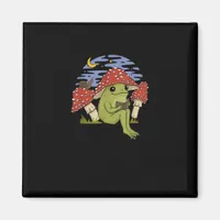 Book Fan Frog With Mushroom Hat Cottagecore Goblin Magnet