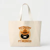 Meowdy Halloween Cowboy Kitty Fun Art Large Tote Bag