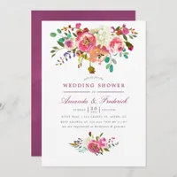Plum and peach Floral Wedding Shower Invitation