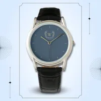 Classic Laurel Wreath Navy Blue Gold Monogram Watch