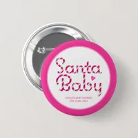 Santa Baby Pink Holiday Baby Shower Button