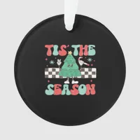 Tis Season Retro Womans Holiday Ornament