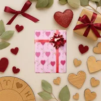 Romantic Pink Vine Heart Pattern Wrapping Paper