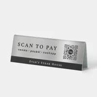 Modern Silver Metal Simple Clean Scan To Pay Table Tent