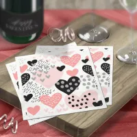 Hand Drawn Hearts and Dots Pattern ID471 Napkins