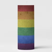 LGBT Rainbow Pride Flag Retro Style Pillar Candle