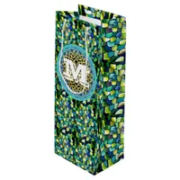 Chic Artistic Contemporary Green Pattern Wine Gift Bag