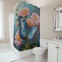 Whispers of Color: Butterfly Bliss Bathroom Shower Curtain