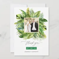 Tropical Summer Beach Wedding Photo Collage Thank You Card
