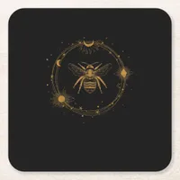 Cottagecore Aesthetic Academia Goblincore Bee Square Paper Coaster