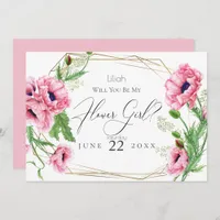 Flowergirl | Pink Watercolor Poppies Invitation