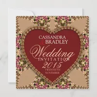 Vintage Rose Gold Lace Wedding Invitations