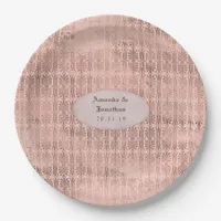 Vintage Rose Gold and Blush Foil Wedding Paper Plates