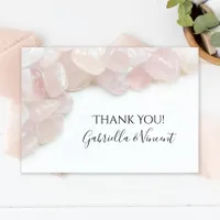 Pink Rose Quartz on White Wedding Thank You