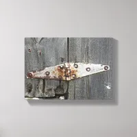 Hinge on Barn Wood Canvas Print