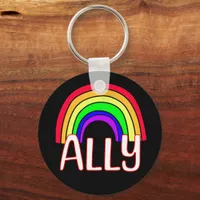 LGBTQIA+ Ally | Cute Rainbow and Heart Pride  Keychain