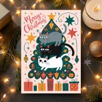 Merry Christmas Stacked Cats Holiday Card