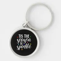 Tis Season To Sparkle Retro Classic Keychain