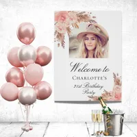 Birthday pampas grass blush rose gold arch photo foam board