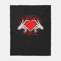 Funny Skeleton Hand Heart Valentines Day Playful Fleece Blanket