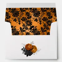 Elegant Orange and Black Gothic Wedding Design Envelope