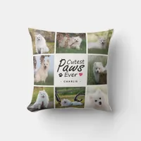 Cutest Paws Ever Modern Cute Pet Dog Photo Collage Throw Pillow