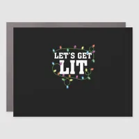 Christmas Funny Cute Let's Get Lit Car Magnet