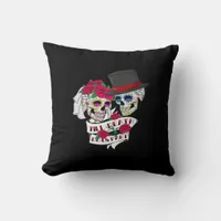 Till Death Do Us Part Skull Throw Pillow