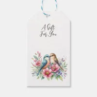 Elegant chic Love Birds in Spring Flowers Gift Tags