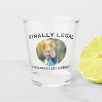 Custom Photo Bold Name Finally Legal 21st Birthday Shot Glass