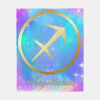 Zodiac Sign Sagittarius Gold Colorful Background | Fleece Blanket