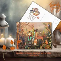 Happy Thanksgiving Woodland Animals Postcard