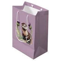 Watercolor Otter and Thistles Medium Gift Bag