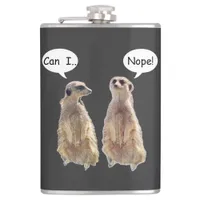 Funny, cute meerkats in conversation    flask