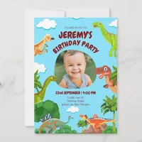 Custom Dinosaur Photo Birthday Invitation