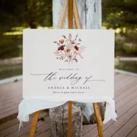 Boho Wildflower Elegant Fall Wedding Welcome Sign