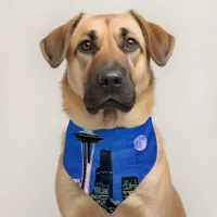 Blue Seattle Skyline Pet Bandana Collar