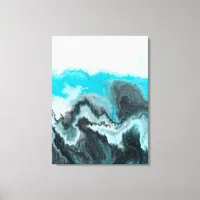 Aqua Blue Gray and Black Waves Abstract Modern Art Canvas Print