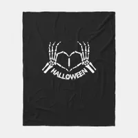 Skeleton Hand Heart Lazy Halloween Costume Funny Fleece Blanket
