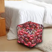 Cherry Bliss Cube Pouf